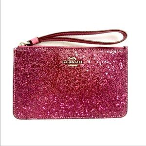 COACH PURPLE Shimmer Hearts Glitter Wristlet